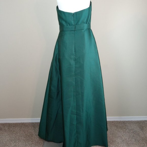 Alfred Sung Strapless Dress Women's Size 6 Hunter Green Sweetheart Belted D755S - Picture 6 of 10